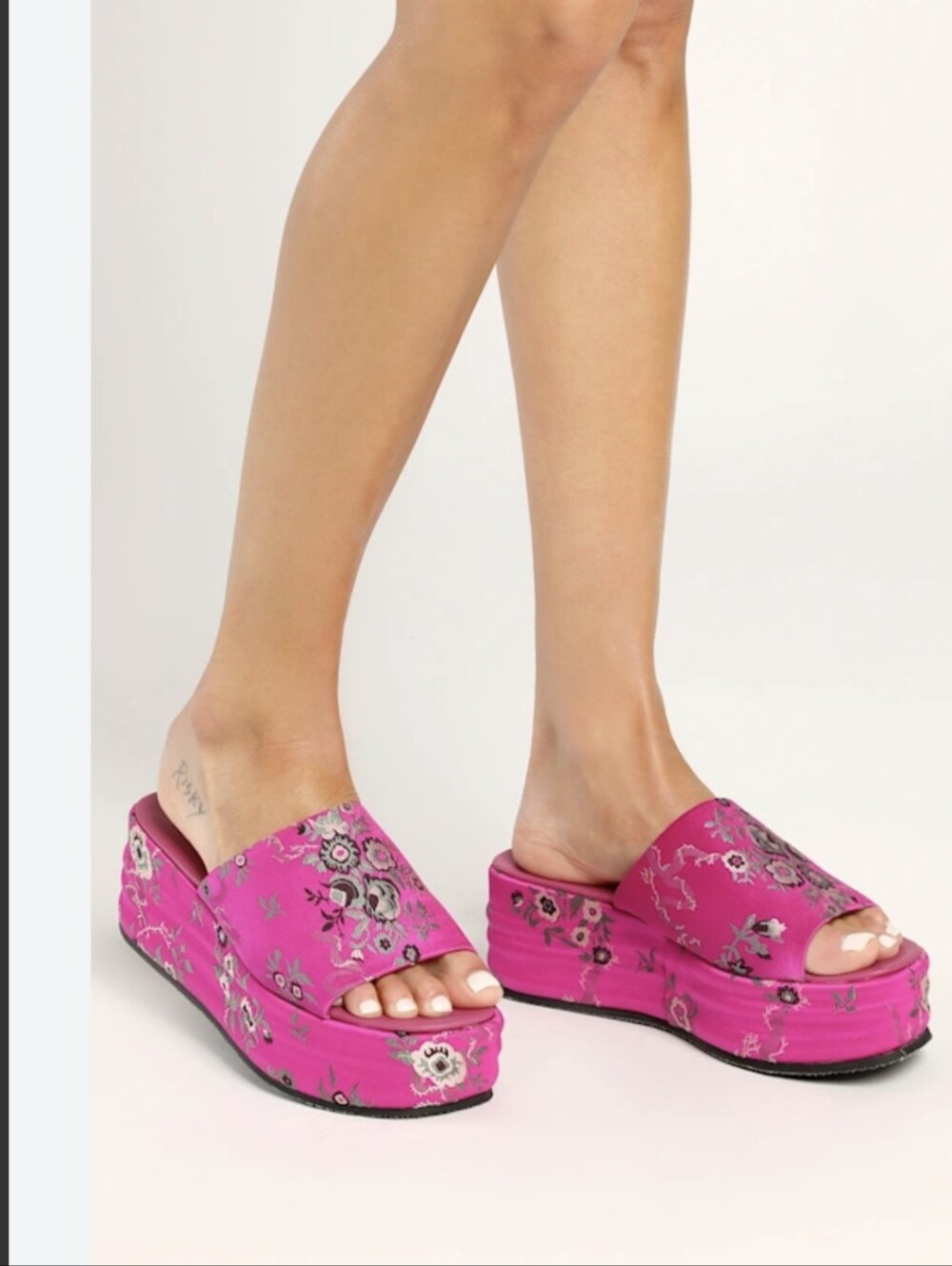 NWOT Free People Harbor Brocade Fuschia Platform Slides